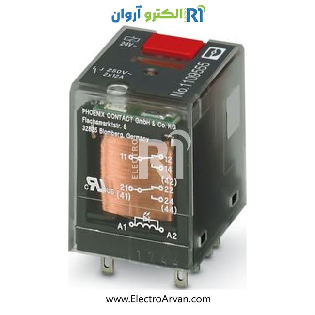رله شیشه ای 24AC دوکنتاکت - 1109555- REL-IR-BL/L- 24AC/2X21