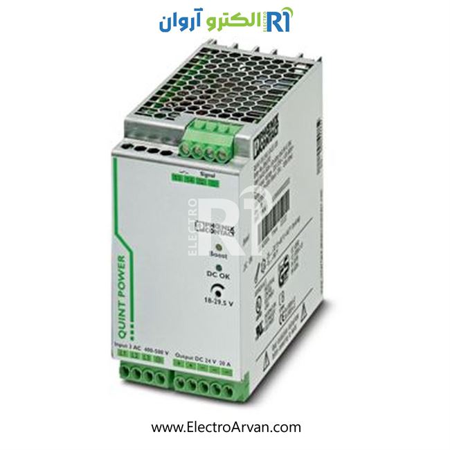 منبع تغذیه فونیکس کنتاکت 20آمپر سه فاز -2866792-QUINT-PS/3AC/24DC/20