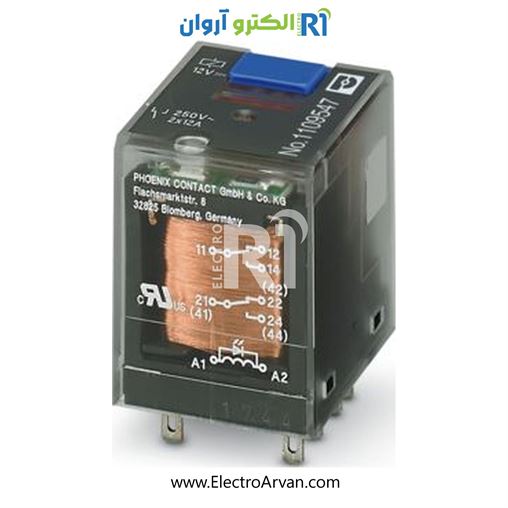رله شیشه ای 12DC دوکنتاکت - 1109547- REL-IR-BL/L- 12DC/2X21